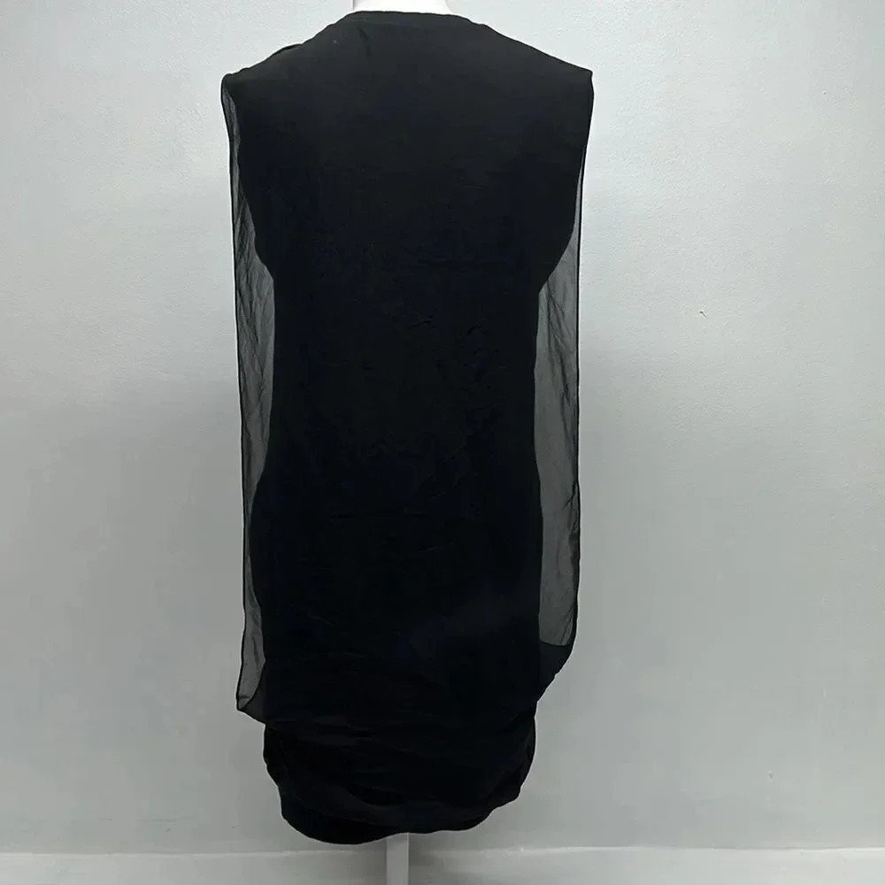 All Saints Amatee Sweatshirt Dress Sleeveless Midi Semi Sheer Black Us Size 2 - Picture 7 of 11